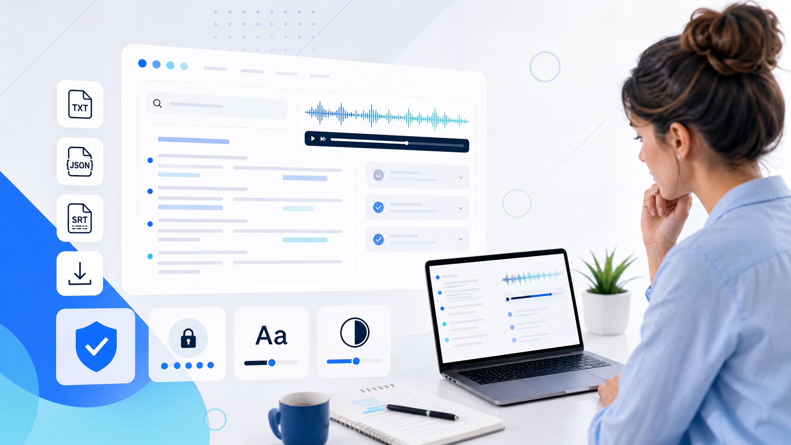 Dashboard view of an online transcript maker free tool for creators